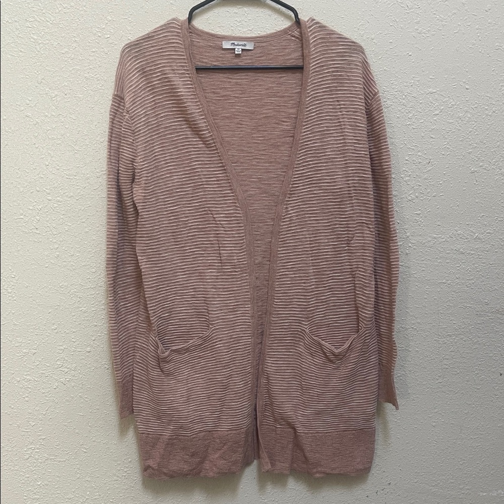 Madewell Women's long Cardigan Sweater - Brown Stripes